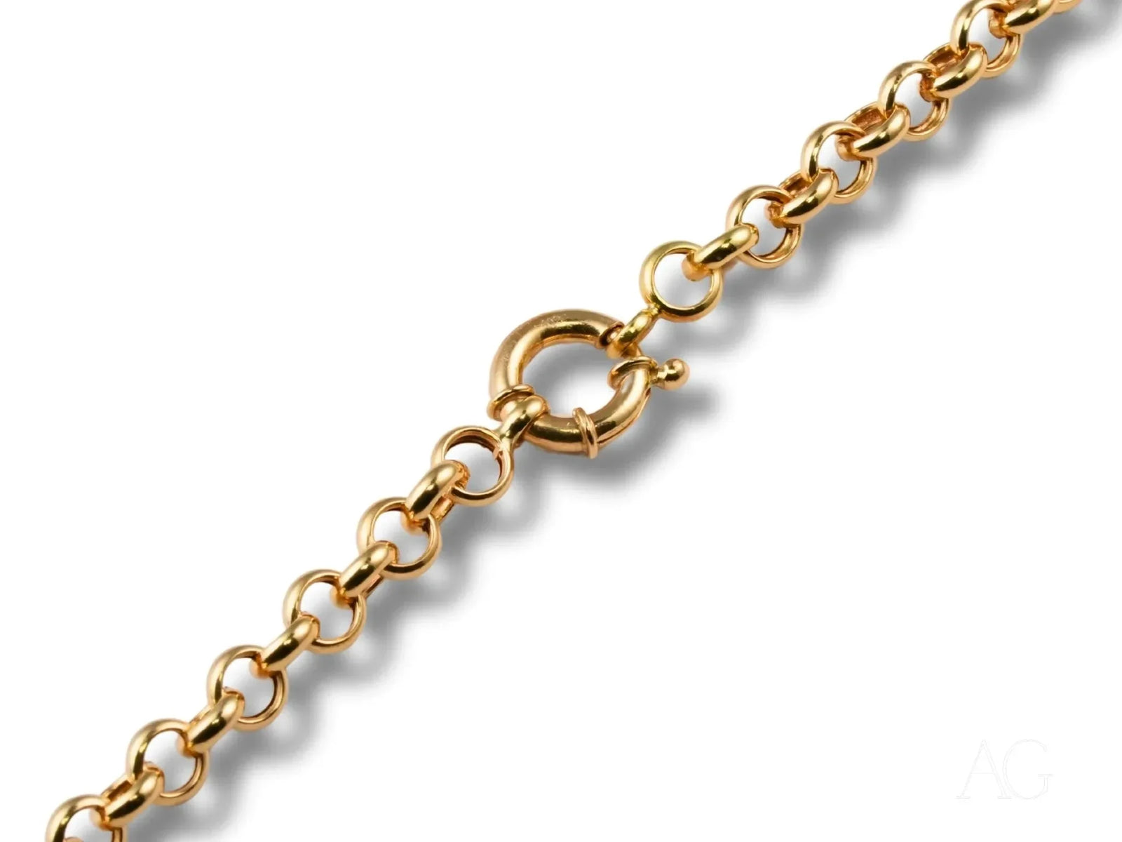 Bold 18K solid gold rolo chain with spring-ring clasp