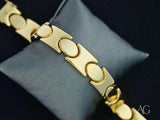 Bold solid 18k gold men’s bracelet with unique link pattern
