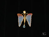 Butterfly Bliss topaz pendant with agate wings and gemstone drop