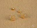 Gold CZ Butterfly Stud Earrings with Rhinestone Accents