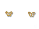 Butterfly Grace 18K Gold CZ Butterfly Stud Earrings