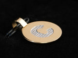 18k gold Celestia Initial Disc personalized necklace with C pendant