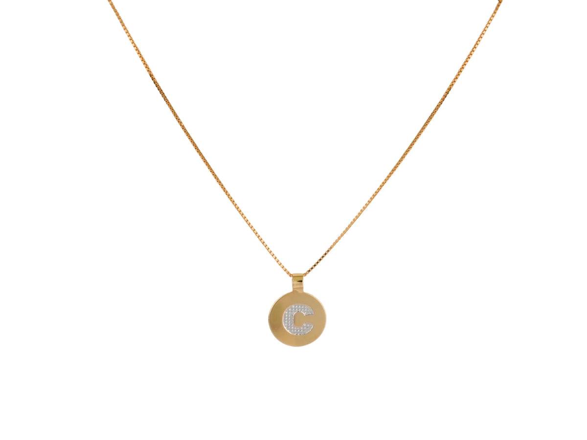 Celestia Initial Disc Personalized Necklace in 18k Gold with C Pendant