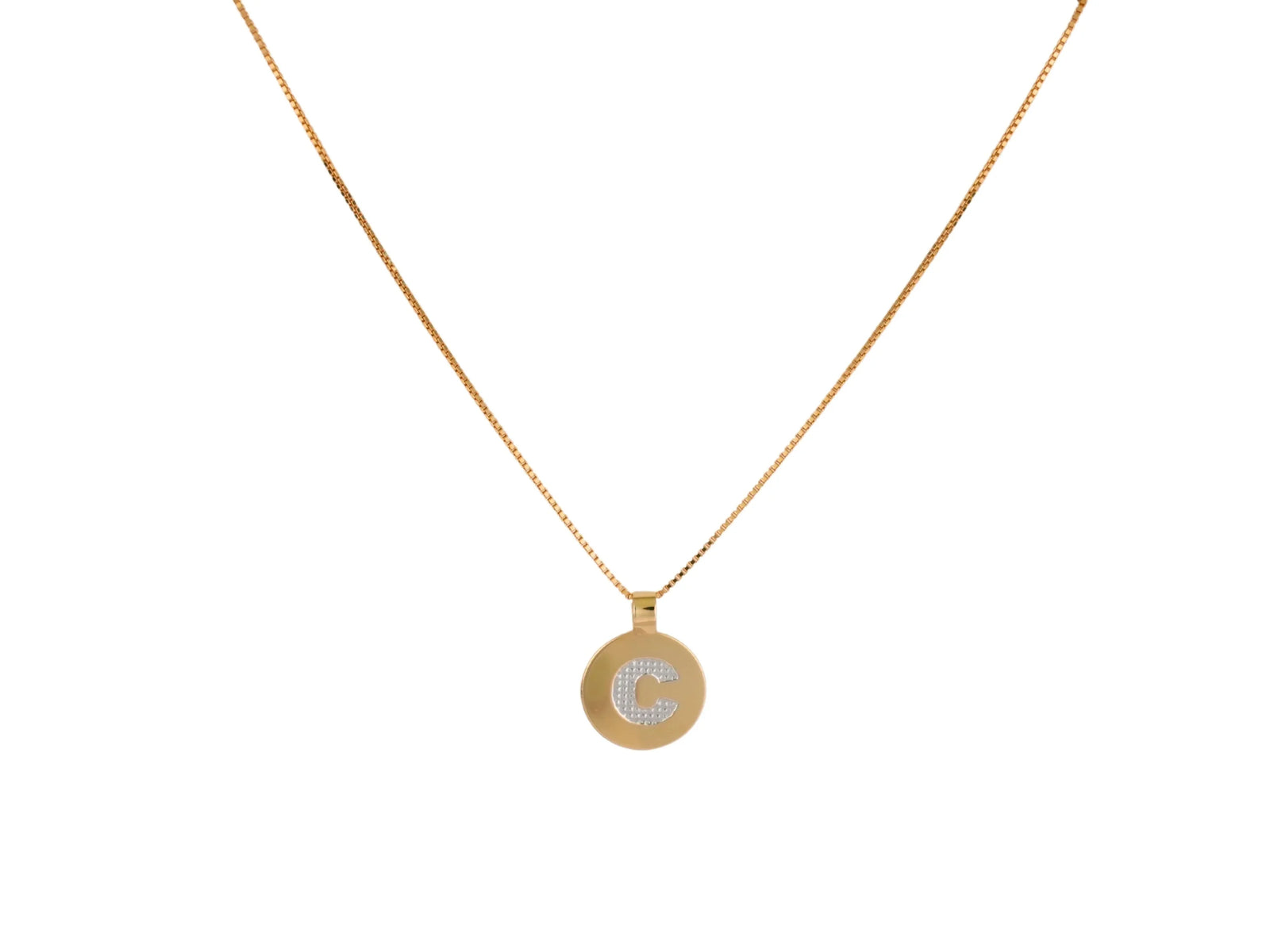 Celestia Initial Disc Personalized Necklace in 18k Gold with C Pendant