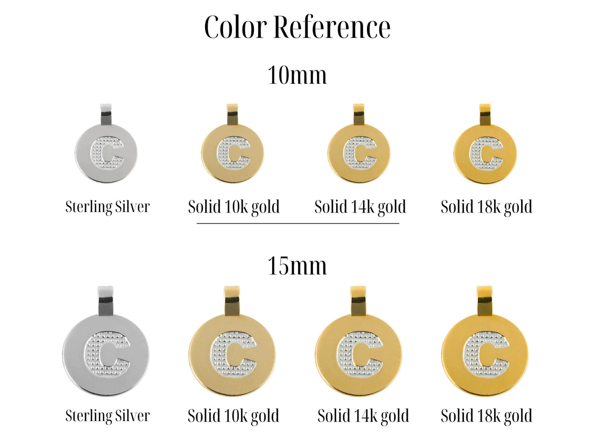 Celestia initial disc personalized necklace in 18k gold with C pendants