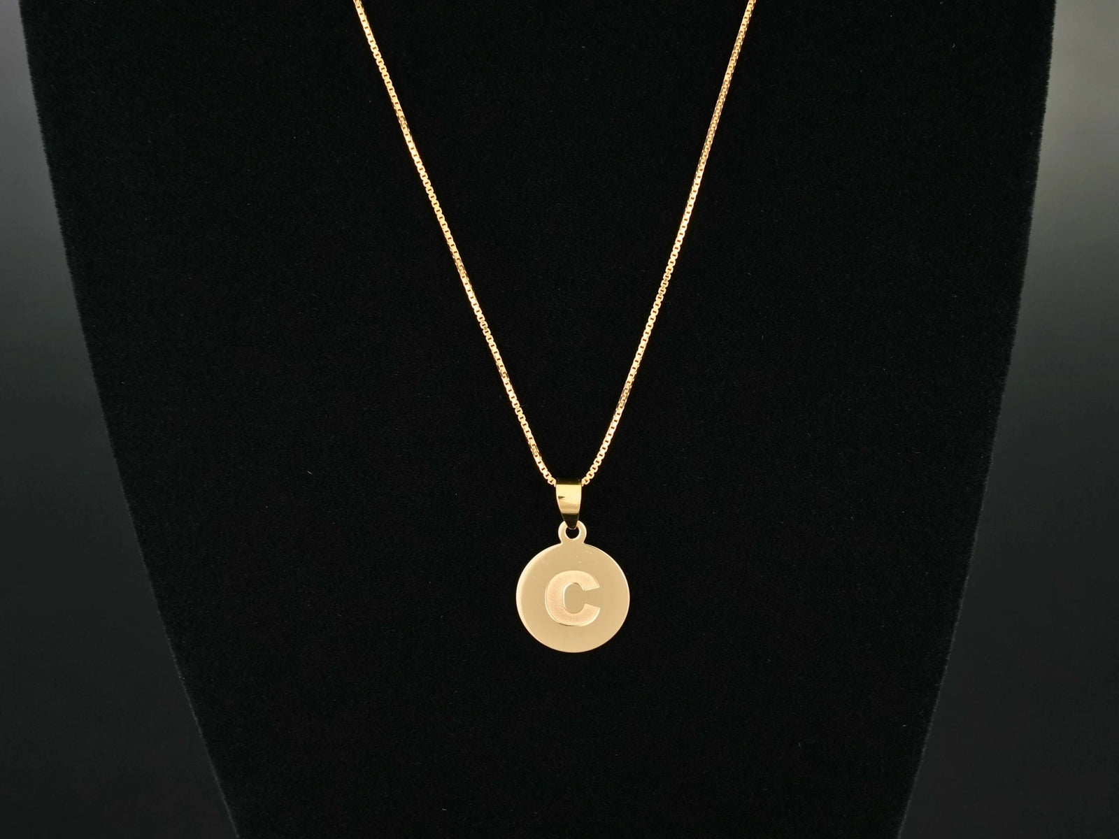 Gold-toned Celestia initial disc personalized pendant necklace