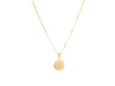 Celestia gold chain with engraved disc personalized initial pendant