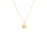 Celestia gold chain with engraved disc personalized initial pendant