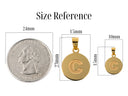 Celestia disc personalized initial pendant size reference chart