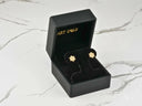 Celestial Bloom 18K gold CZ flower earrings in velvet box