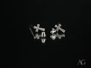 Celestial Cross 18K White Gold CZ Stud Earrings with Silver-Toned Cross Design