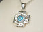 Celestial Cross Blue Topaz Diamond Pendant in 18k Solid Gold, art gold jewelry design