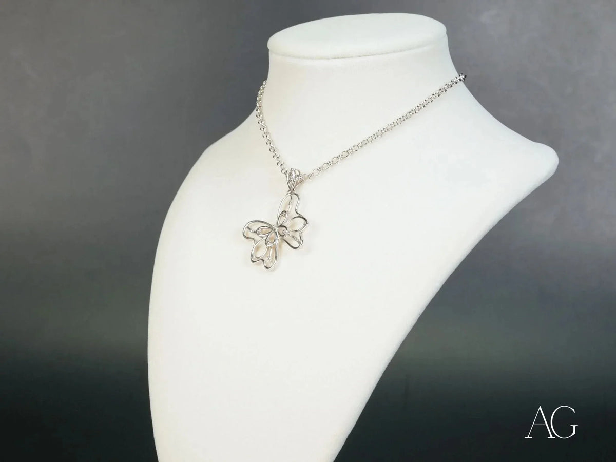 Celestial Flutter 18k white gold butterfly pendant necklace