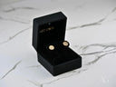 Celestial Glow 18k gold CZ round stud earrings in black box