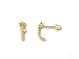 Celestial Glow 18k gold star earrings with beaded crescent moon studs