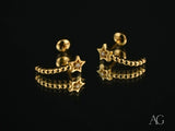 Celestial Glow 18k gold star earrings with clear gemstones