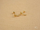 Celestial Glow gold star earrings with beaded crescent design
