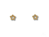 Dazzling 18k yellow gold CZ star stud earrings with clear gemstones