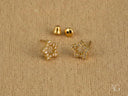 Dazzling 18k yellow gold CZ star stud earrings with gem accents