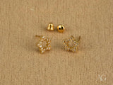 Dazzling 18k yellow gold CZ star stud earrings with gem accents