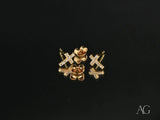 Celestial Grace 18k gold cross CZ stud earrings with gems