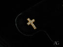 Certified 18K solid gold cross CZ stud earrings, art gold jewelry