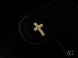 Certified 18K solid gold cross CZ stud earrings, art gold jewelry