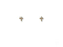 Pair of certified 18k solid gold cross CZ stud earrings with sparkle