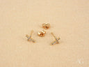 Celestial Grace 18K gold cross CZ stud earrings with rose gold and clear gems
