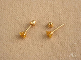 Celestial Spark 18k gold star CZ kids earrings with floral gemstones
