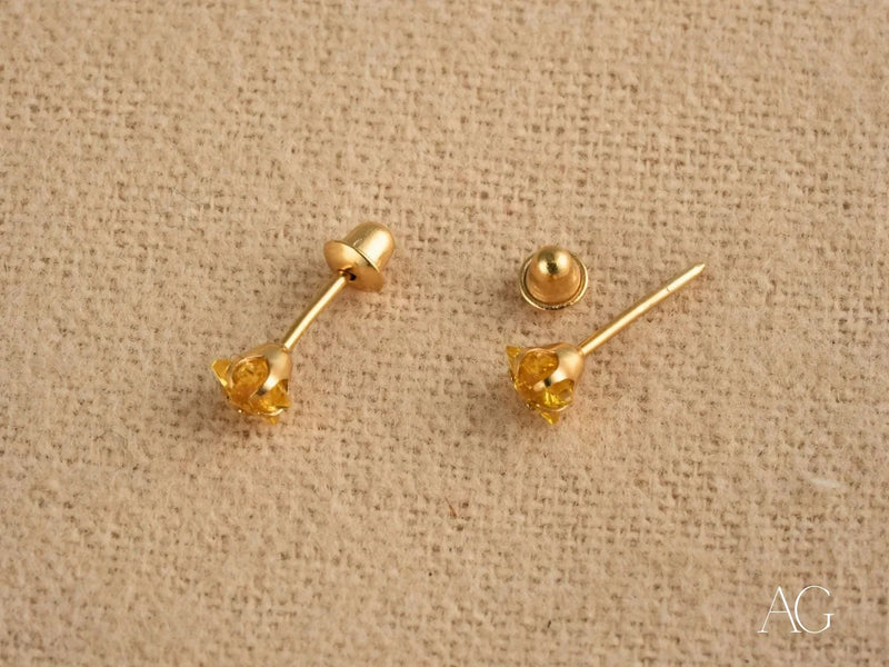 Celestial Spark: 18k Gold Star CZ Kids’ Earrings