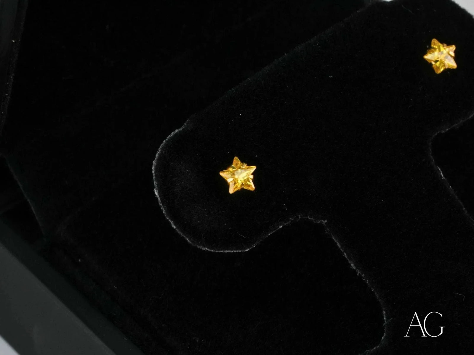 Celestial Spark 18k gold star CZ kids earrings