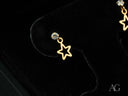 Celestial Spark certified 18k solid gold star drop earrings with gemstone stud
