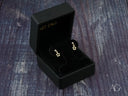 Certified 18k solid gold star drop earrings with clear gems in velvet box