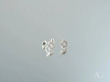 18k white gold star CZ earrings with certified 18k solid floral gemstones