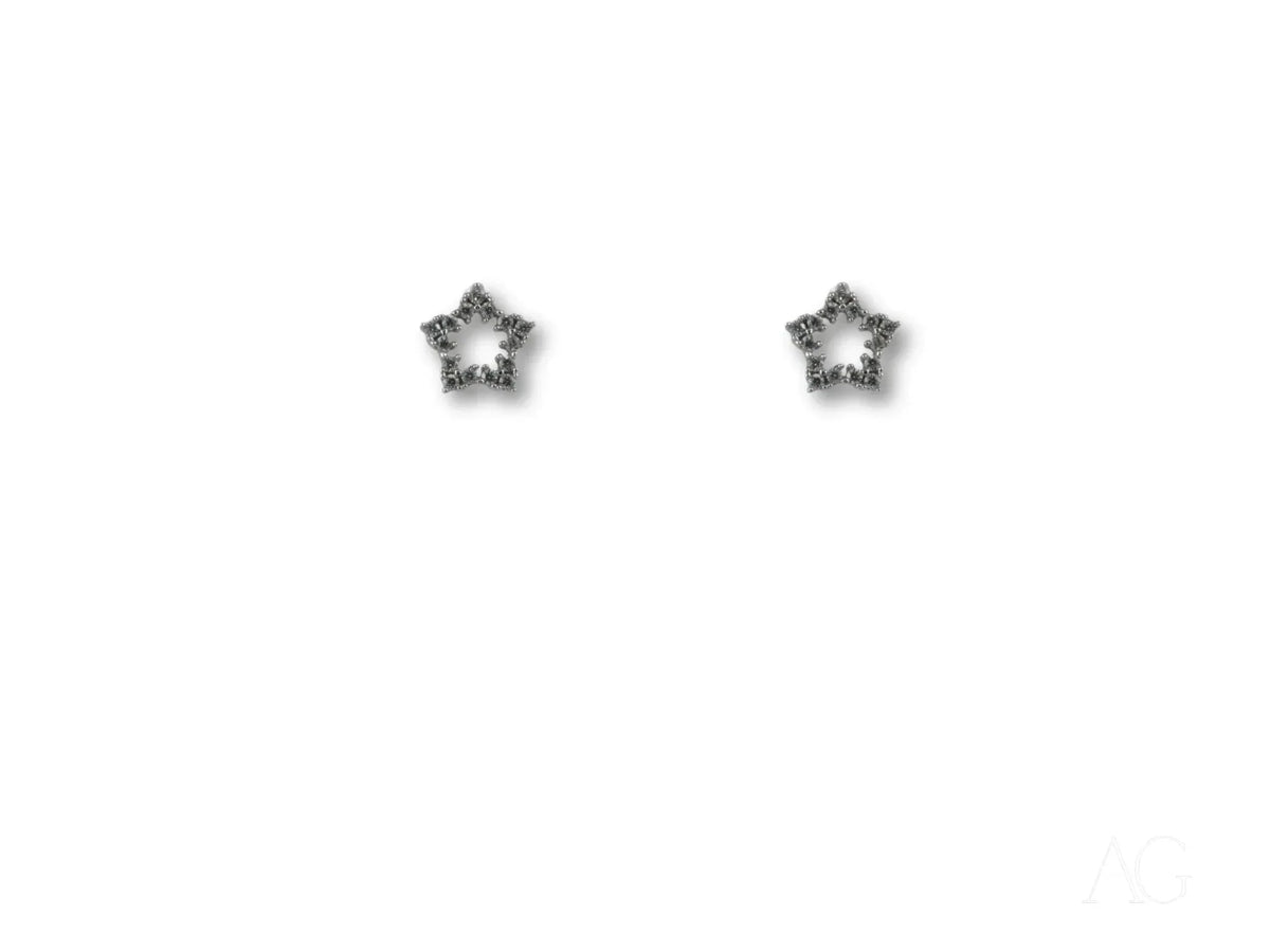 Celestial Spark 18K white gold star CZ earrings with sparkling stones