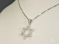 Celestial Star of David: 18k White Gold CZ Pendant