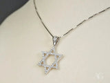 Celestial Star of David pendant in 18k white gold CZ