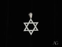 Celestial Star of David pendant in 18k white gold with diamond studs