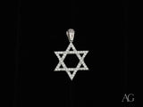 Celestial Star of David pendant in 18k white gold with diamond studs