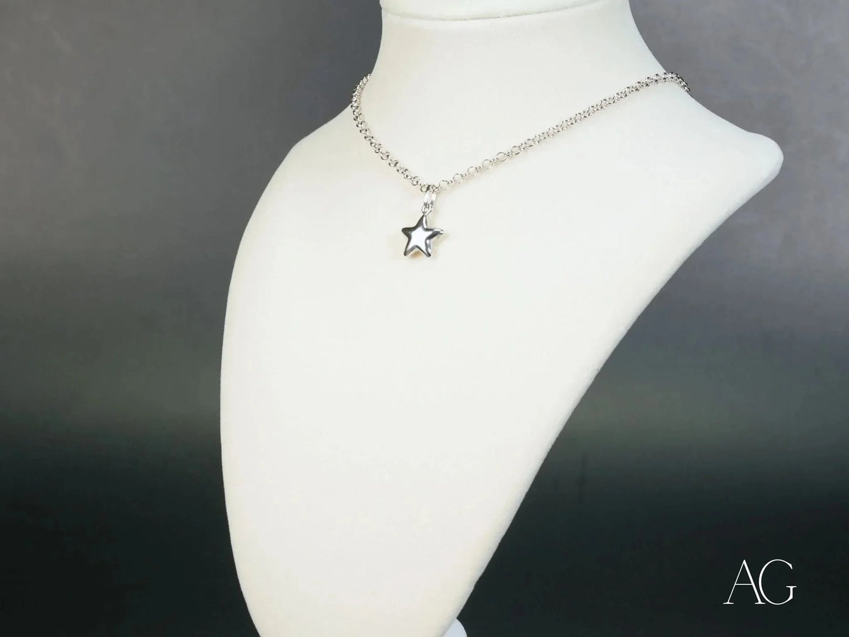 18k white gold celestial star pendant necklace in art gold jewelry