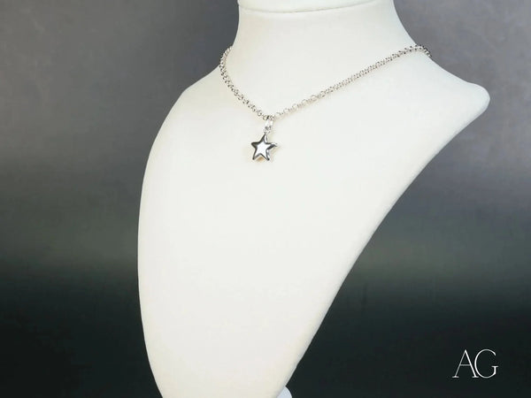 18k white gold celestial star pendant necklace in art gold jewelry