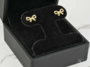 Charming Bow solid 18k gold CZ bow earrings in black velvet box
