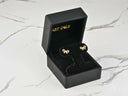Charming Bow 18K solid gold CZ bow earrings in black velvet box