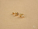 Charming Bow 18k Gold CZ Heart Bow Earrings with Faceted Gems