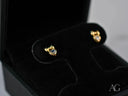 Charming Bow 18k gold CZ heart bow earrings with heart gems