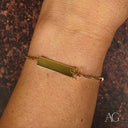 18k yellow gold boys ID bracelet with rectangular plate and charm