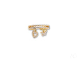 Exquisite solid 18k yellow gold ring with CZ heart and butterfly charms