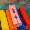 Children’s 18k yellow gold ID bracelet with white gold heart motif