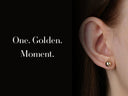 18K gold ball stud earring on ear, classic art gold jewelry